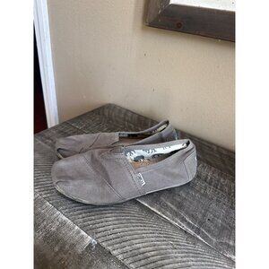 Toms Shoes Womens 7 Alpargata Slip On Flats Gray Blue Canvas Round Toe Classic
